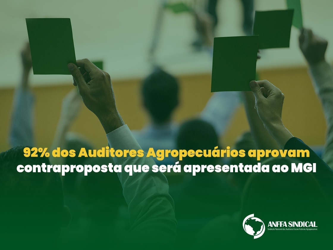 92% dos Auditores Agropecuários aprovam contraproposta que será apresentada ao MGI