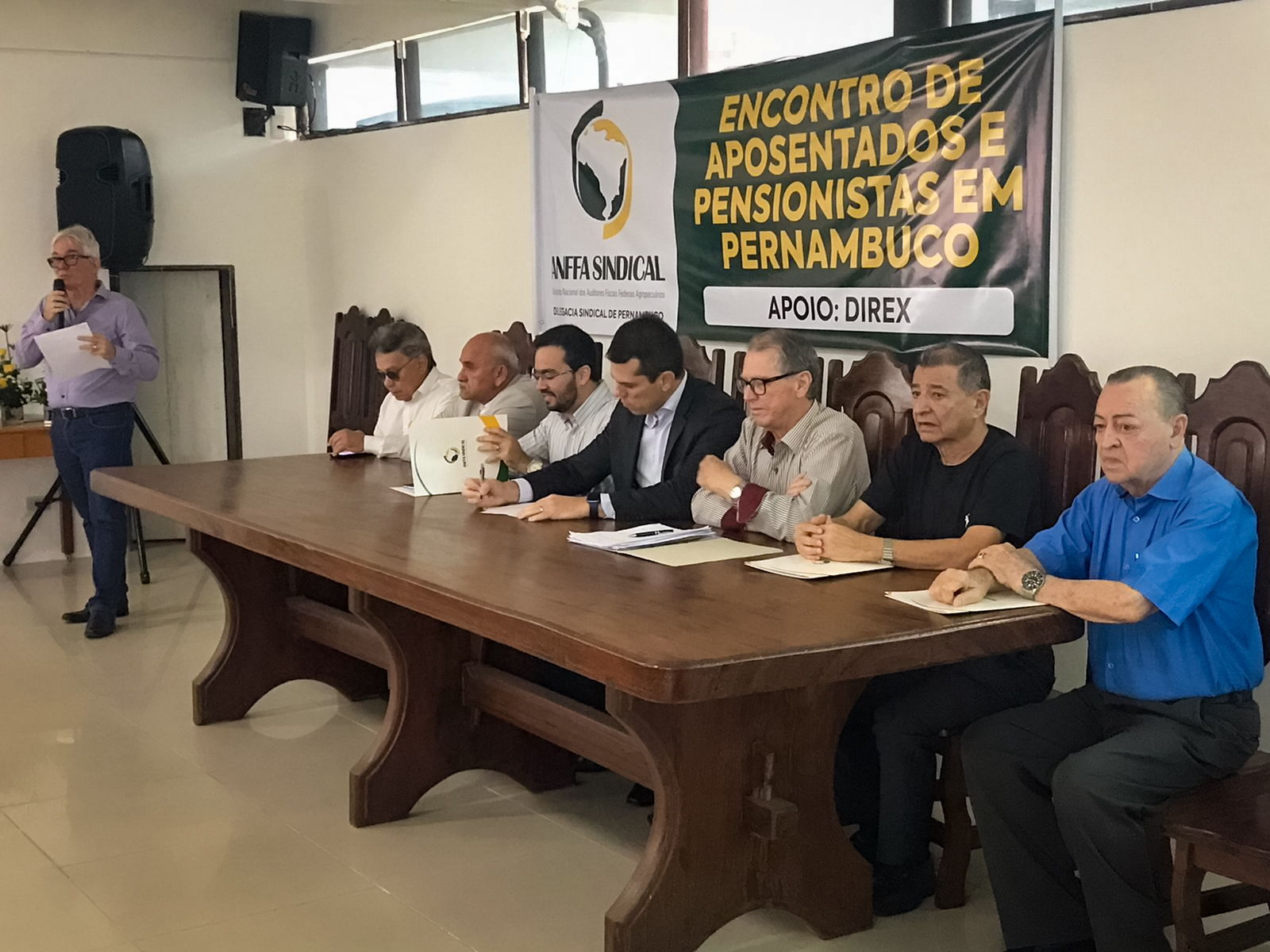 Presidente do Anffa Sindical, Janus Pablo, discursando durante o evento